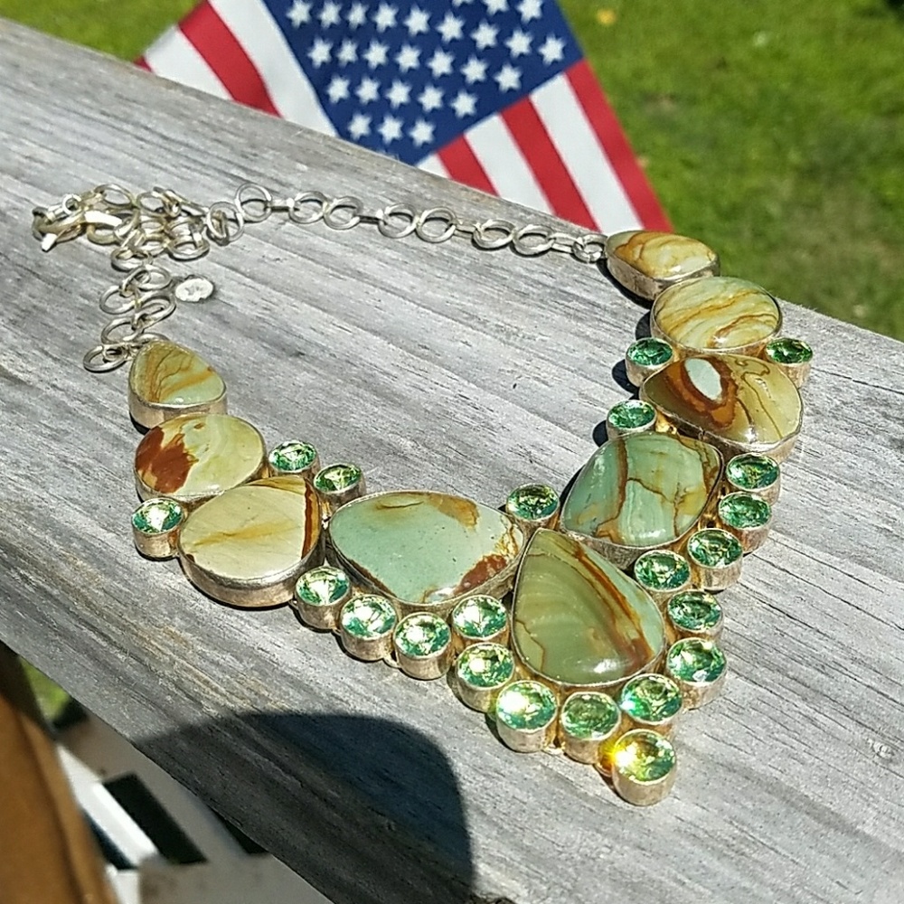 Large Sparkly Green Necklace